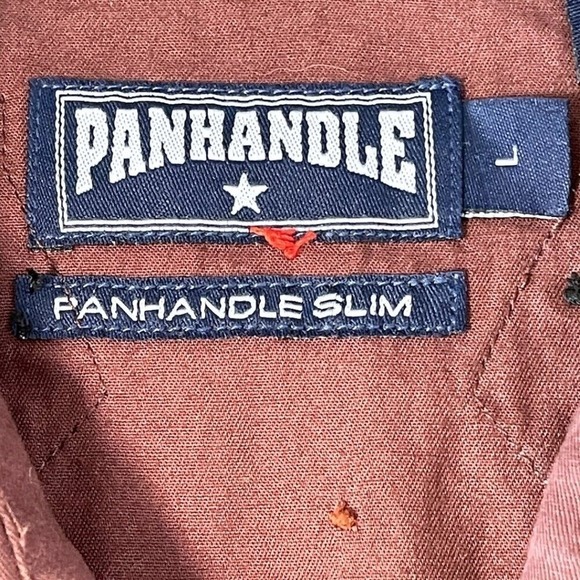Panhandle Slim Mens L‎ Pearl Snap Western Cowboy Shirt Brown Dog Embroidered - Picture 9 of 14